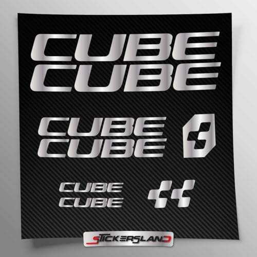 Stickersland® - Kit de adhesivos compatibles con cuadro MTB Mountain Bike y casco | Calcomanías adhesivas para bicicleta con letras y logotipos | Stickersland® – CB (plata metalizada mate)
