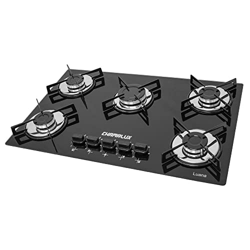 Cooktop 5 bocas Chamalux Tripla chama Bivolt Trempe de Chapa Preto Cooktop 5 bocas Chamalux Tripla chama Bivolt Trempe de Chapa Preto