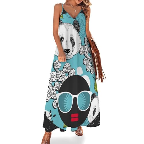 Robe décontracté de plage longue et fluide motif panda