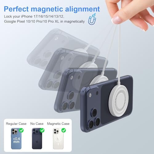 for iPhone 17 Pro Max Magsafe Charger 2Pack Magnetic Wireless Charger for iPhone 17/16/15/14/13/12 Series& AirPods, Wireless Fast Charging Pad With USB-C/A Ports,Pixelsnap Charger for Google 10 Series - Image 6