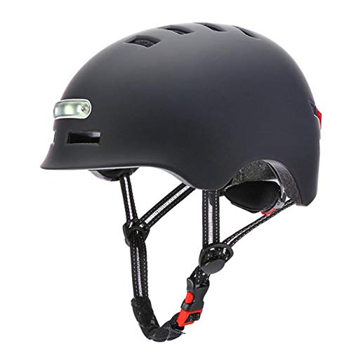 MS Life - Casque de Vélo avec Lumière LED Casque Trottinette Electrique Certifié CE BMX Cyclisme Sport Casque pour Hommes et Femmes Clignotant Casque VTT Route Urbain (Medium, Noir)