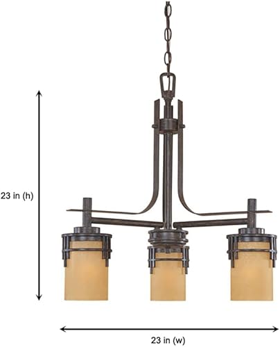 Miniatura 3 de Designers Fountain 82183-WM Mission Ridge - Lámpara de araña, 3 luces, caoba cálida