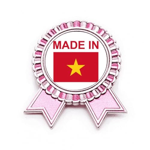 Broche Vietnam Country Love rose en métal taille M pour vêtement