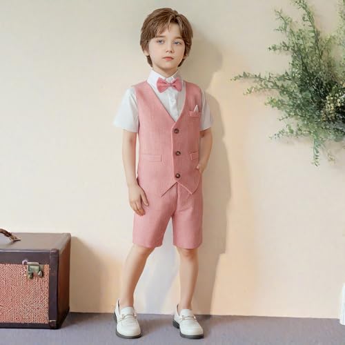 Image of Nwada Boys Suit Toddler Dress Clothes Shirt with Bow Tie, Dress Pants Sets Kids Gentleman Outfit suits