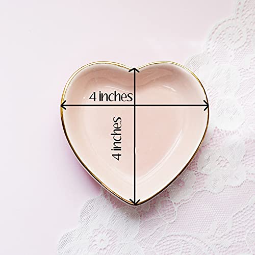 Initial Pink Heart Ring Dish Jewelry Tray Ring Dish With Initial Personalized Jewelry dish Gift for Women Girls Grandma Mom Daughter Friend Sister Bridesmaid