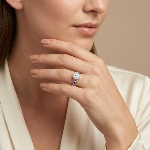 Image of Choose Your Gemstone Round Split Halo Pave Diamond CZ Ring Rose Gold Plated Round Shape Halo Engagement Rings Matching Jewelry Wedding Jewelry Easy to Wear Gifts US Size 4 to 12