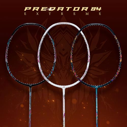 Image of Hundred Predator 84 Extreme Strung Badminton Racket with Full Racket Cover (Black)|