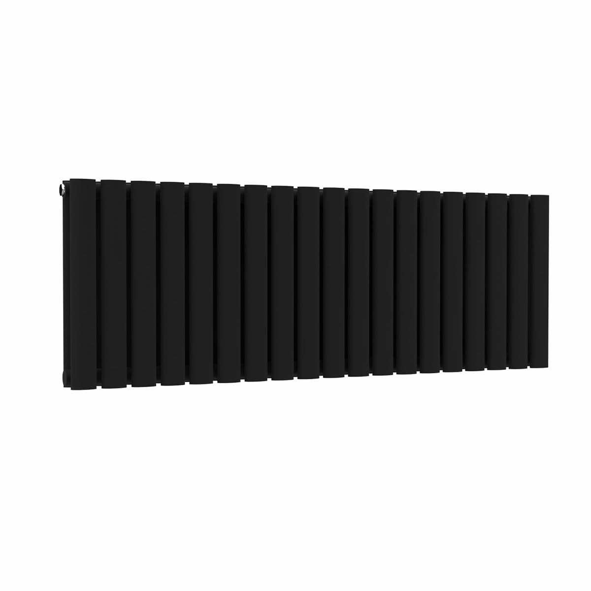 Lux Heat Black Oval Horizontal Double Panel Designer Radiator 400Mm (H) X 1140Mm (W)