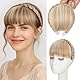 S-noilite Stirnband mit Pony Fransen, Front Haar Pony Perücken Stirnbands, Synthetische geflochtene Haarverlängerungen Haarteil,Dunkelblond-Mix mit Blondblond