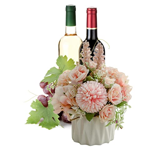 偽の鉢植えの花 | フラワー ボール フラワー ポット デコレーション | 写真 セラミックポットの屋内小さな植物の花センターピース 装飾 植木鉢 キッチン ガーデン ウェディング オフィス デスク シェルフ Avfora