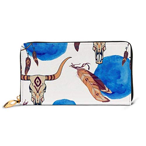 Preisvergleich Produktbild JHGFG Mode Handtasche Reißverschluss Brieftasche Vektor Nahtloses Muster Traumfänger Bull Telefon Kupplung Geldbörse Abendkupplung Blockieren Leder Brieftasche Multi Card Orgel