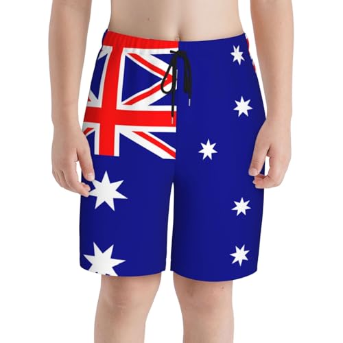 Australian Flag Youth Beach Pants, Soft and Breathable, with Drawstring Waist, Suitable for Sports and Leisure.3