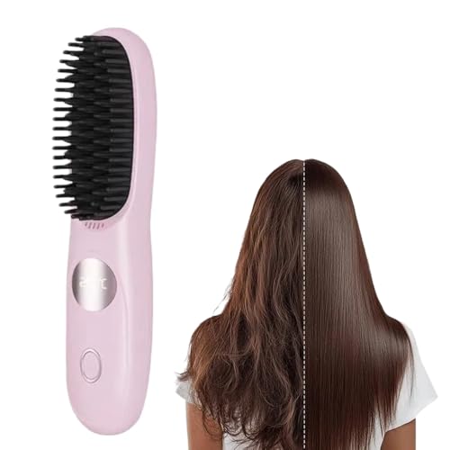 Cepillo alisador de pelo portátil inalámbrico rosa miniatura 1