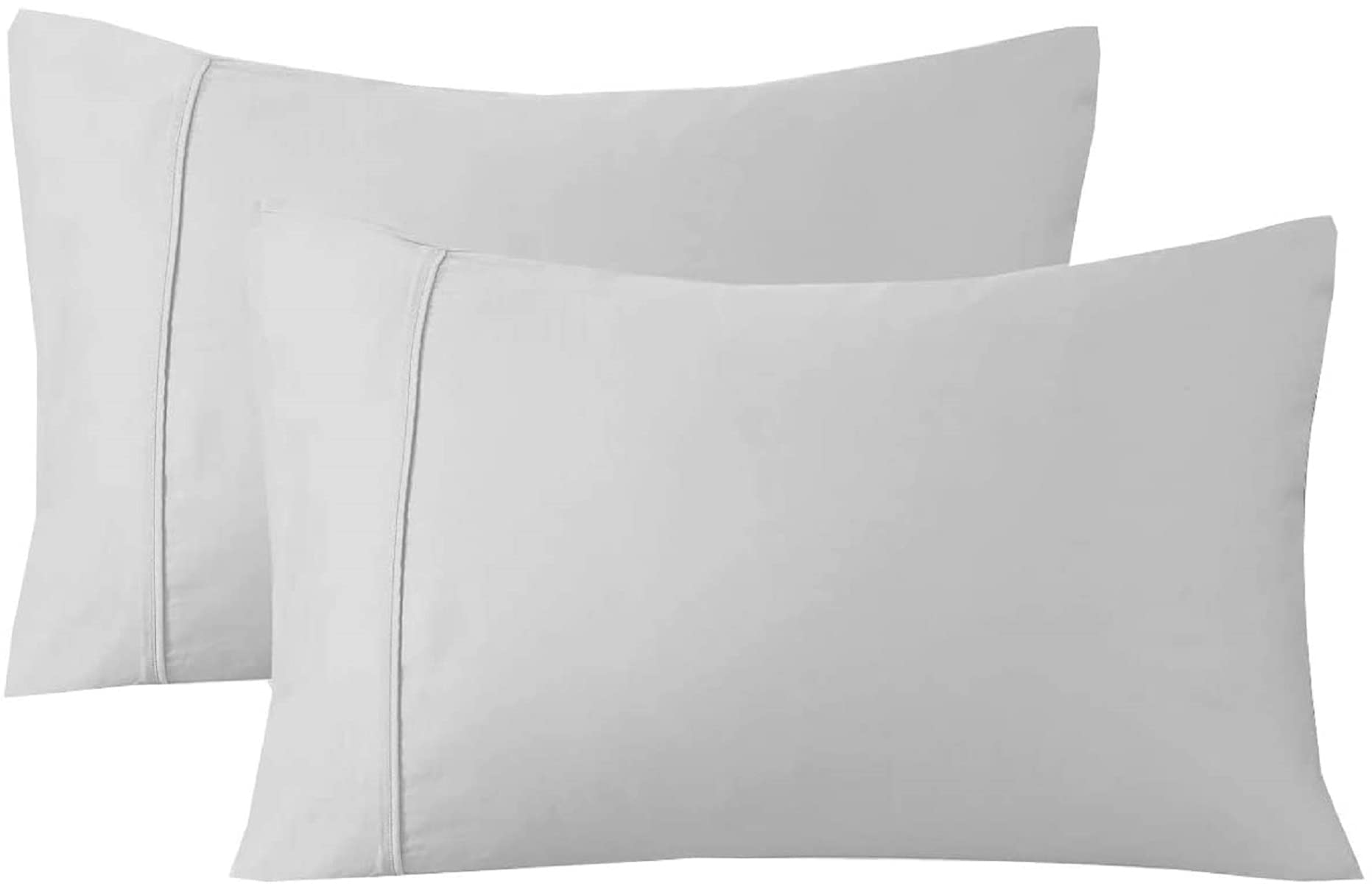 Light Grey Solid Long Staple Cotton King Pillowcases, Set of 2 — 500 TC Cotton Pillow Covers, 100% Cotton Ultra Soft & Silky Sateen Weave Reduces Allergies and Respiratory Irritation (20"x40")
