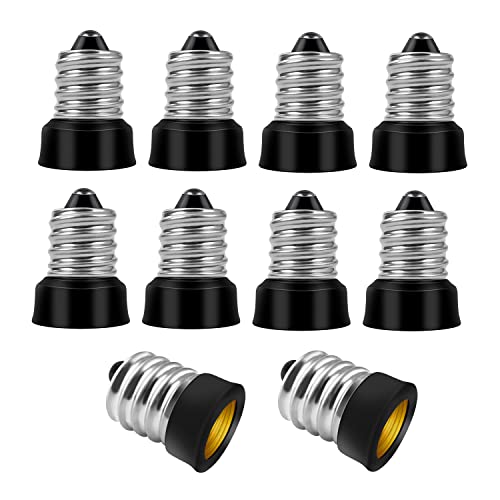 Qishare E14 to E12 Adapter Converter Lamp Adapter (Silver, 10 PCS)