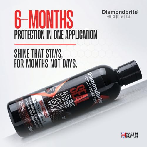 Image of Diamondbrite Seal & Shine Ceramic + Carnauba Wax Car Polish & Paint Sealant | Restores Deep Gloss & Shine | 6 Month Hydrophobic Protection | UV Protection | Safe for Paint, Chrome & Headlights 250ML