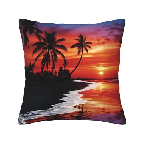 Housse de coussin velours côtelé 50x50 cm motif palmiers crépuscule - 3