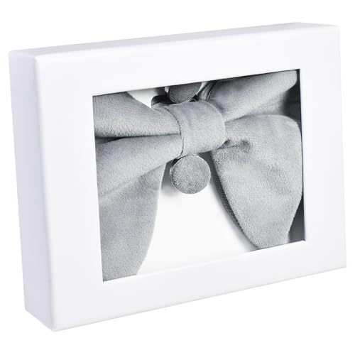 Image of GUSLESON Mens Solid Plaid Velvet Pre-tied Adjustable Bow Tie and Pocket Square Cufflink Set with Gift Box