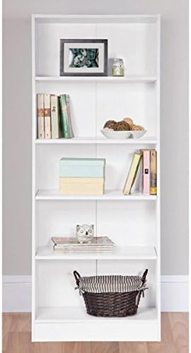 5 Tier Bookcase White Finish (H)1770mm (W)594mm (D)290mm