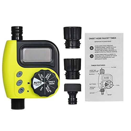 KKmoon Irrigation Timer, Automatic Water Timer Outdoor Garden Irrigation Controller 1-Outlet Programmable Hose Faucet Timer Garden Automatic Watering Device Without Battery