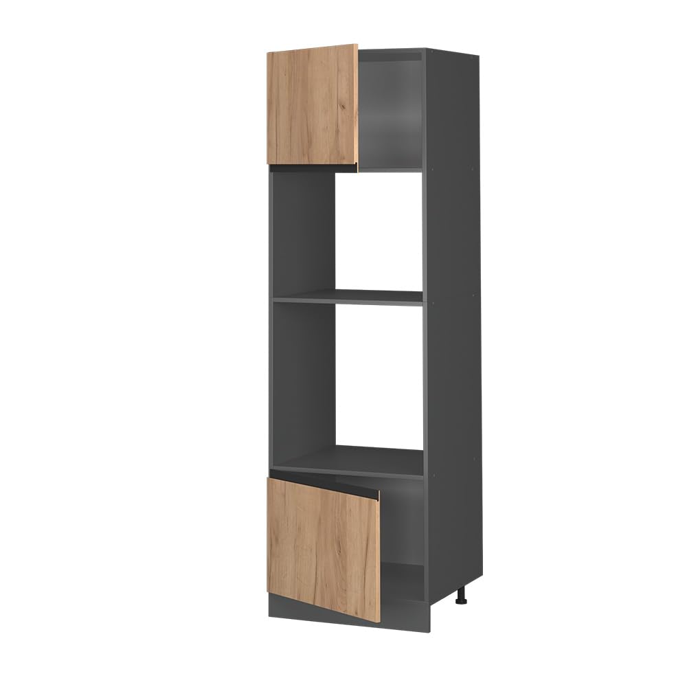 Vicco Mobile cucina microonde R-Line, Rovere dorato, 60 cm Forma a J, per la libera combinazione all'interno di sistemi cucina modulari