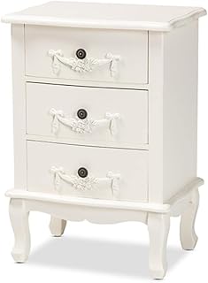Baxton Studio Callen White Finished Wood 3-Drawer End Table