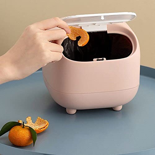Mini cubo de basura para encimera y escritorio con tapa de tipo prensa 4
