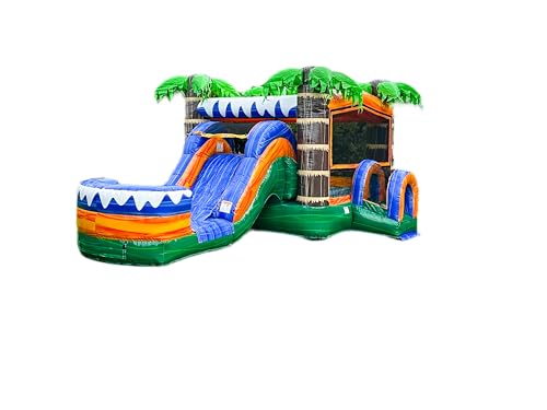 XJUMP Tropical Commercial Grade Bounce House Water Slide with Splash Pool for Kids and Adults (with Blower), 15oz PVC Vinyl, Basketball Hoop, Wet Dry Combo, Outdoor Indoor, Big Inflatable - Image 7