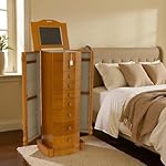 Hives and Honey Elizabeth Jewelry Armoire – Locking Top with Mirror, Cord Access, 8 Drawer Organizer, Side Necklace Hooks, Anti-Tarnish Lining, 40 Inch Tall - Image 3