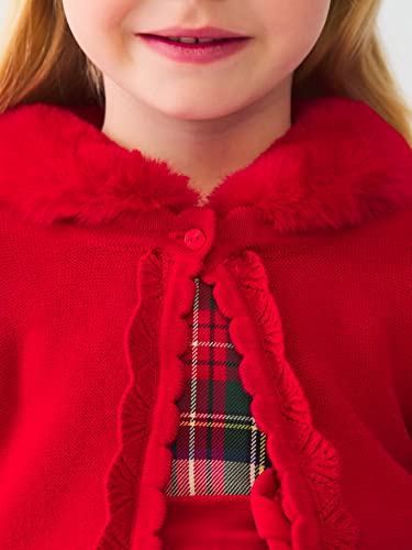 Abel & Lula Faux Fur Collar Cardigan for Girls Red3