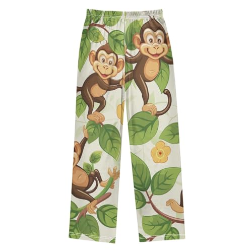 ZZXXB Lovely Monkey Flowers Boys Long Pants Soft Trousers Elastic Waist Kids Lounge Bottoms with Pockets S-XL2