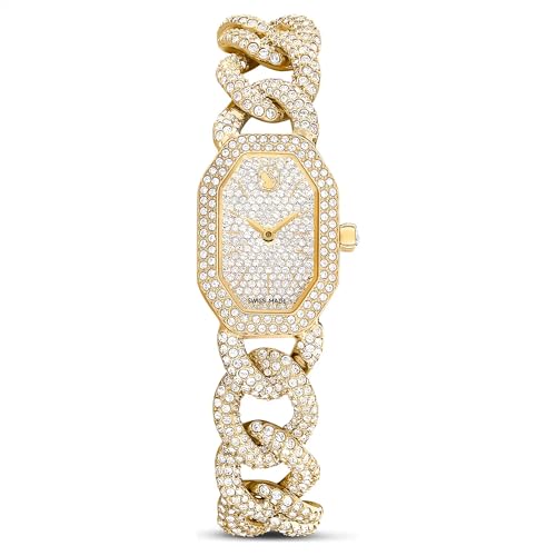 Swarovski Dextera Kettenuhr Swiss Made, Kristallarmband, goldfarben, goldfarbenes Finish, 5668854, Gold, gold, Luxuriös