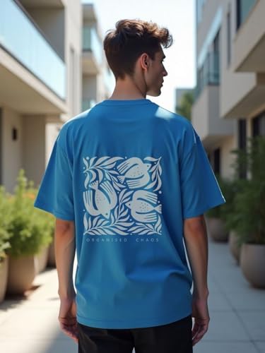 Image of Nobero Men's Oversized Graphic T-Shirt for Men | Soft Cotton | Drop Shoulder Relaxed Fit | Printed Casual Tshirt for Men