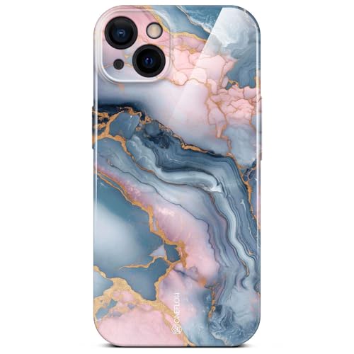 Coque iPhone 13 ONEFLOW Bliss en marbre rose doré et gris avec protection caméra