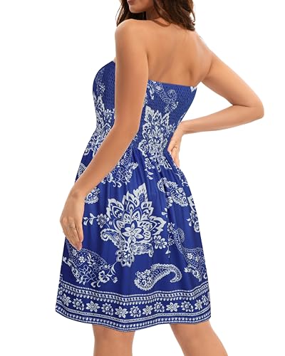 Image of elescat Summer Dresses for Women 2026 Strapless Casual Beach Cover Ups Tube Top Sundress