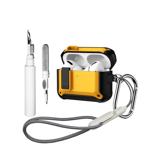 [4 in 1]CaseGame Cover Lock compatibile con AirPods Pro 3, con portachiavi,Cordino portatile e kit di penna per la pulizia, guscio robusto, armatura militare, antiurto, custodia protettiva