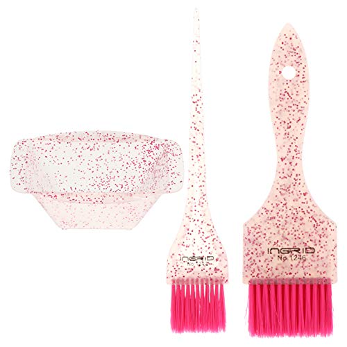 minkissy Hair Dye Bowl Hair Coloring Brush Set Hair Dye Brush and Bowl Set Professional Hair Dye Kit Salon Hair Coloring Dyeing Kit Tint Tool (Pink) Hair Dyeing Brush Set Hair Blow Dryer Brush
