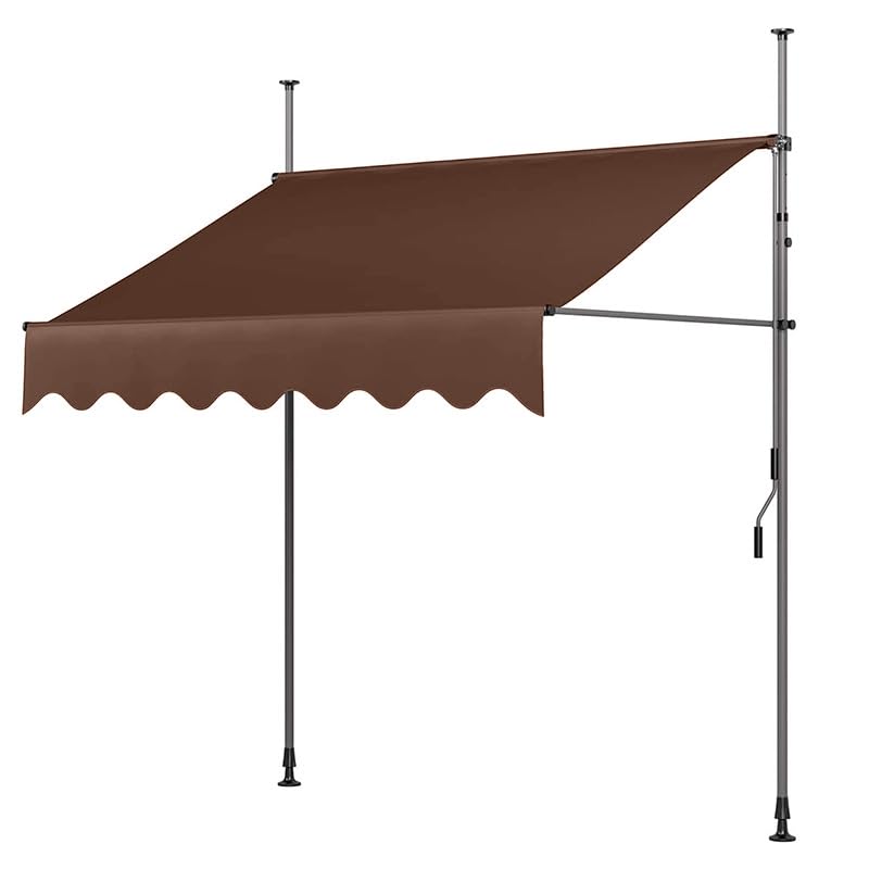 Auvent de terrasse rétractable marron 250x120 cm réglable sans perçage