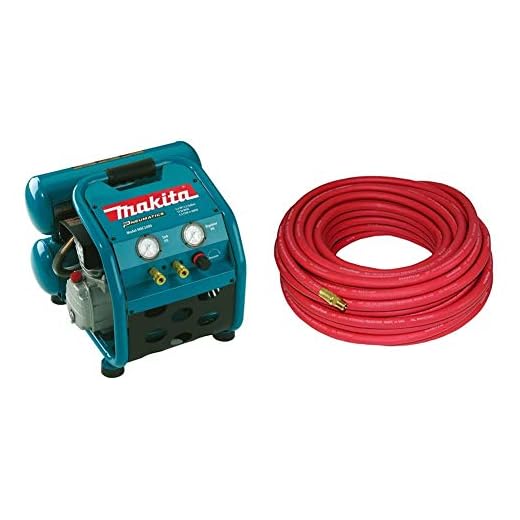 Makita MAC2400 Big Bore 2.5 HP Air Compressor & Good Year 12674 Rubber Air Hose Red, 50-Feet x 3/8-Inch