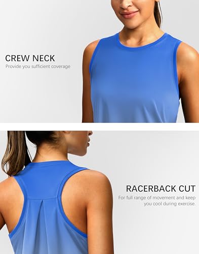 Image of Women's Workout Tops Racerback Athletic Tank Tops Sleeveless Loose Fit Yoga Running Gym Shirts for Women