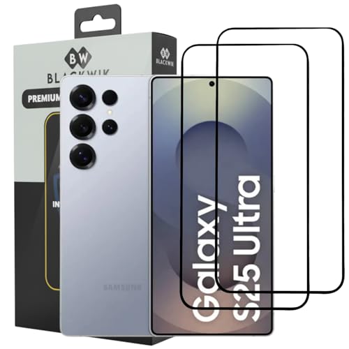 Image of Blackwik Tempered Glass Screen Protector for Samsung S25 Ultra with Edge-To-Edge Protector Coverage | Easy Installation Kit (Black) (Pack Of 2)