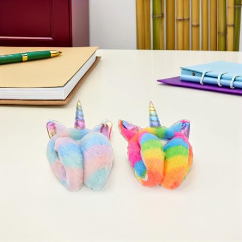 Orejeras de invierno para mujer LIFKOME diadema arcoíris ajustable 6