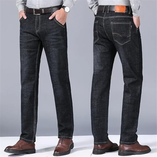 Men's Business Jeans Thin Fit Loose Straight Tube Slightly High Waisted in Two Colors Pants3