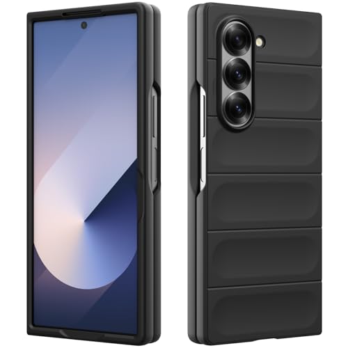 RIIMUHIR Hülle Kompatibel mit Samsung Galaxy Z Fold 6 Silikon Hülle Weicher Berühren Kratzfestes Stoßfest Handyhülle Rundumschutz Schutzhülle mit Kameraschutz (Schwarz)
