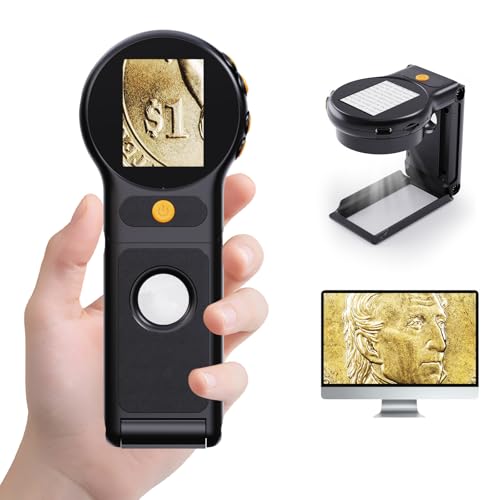 Loupe de Lecture Éclairée, 200X Microscope Numérique Pliable, Microscope Portable avec 8 LED pour Journaux, Lecture, Bijoux, Seniors, Malvoyant,...