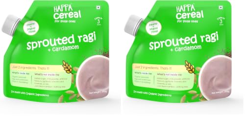 Image of Happa Ragi and Cardamom Cereal for Babies | Only 2 Ingredients | No Sugar, Oil, Milk Powder, Flavours or Colours | Traditional Porridge Recipe | Cooks in 3 Minutes | Stage 2 (6 Months+) | 200g Pack