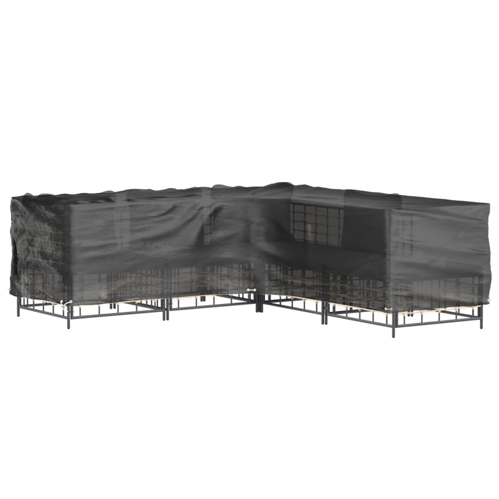 Fengshui Gartenmobel-Abdeckung L-Form 250x250x70 cm | Polyethylen, 16 Aluminiumosen, Wetterbestandig, Leicht Zusammenfaltbar