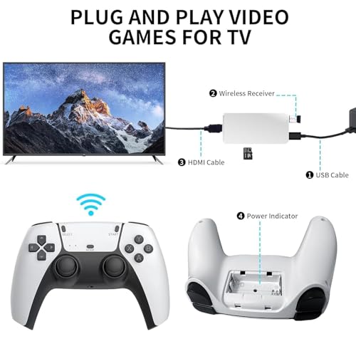 Image of 2026 HD TV Gaming Stick Console | Plug & Play Etro Style Video Game System with Dual Wireless Controllers for Kids & Adults White (Limited Stock 2026) for Unisex /Adult /Children