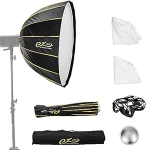 Glow EZ Lock 48″ Deep Parabolic Quick Softbox, 16-Sided Parabolic Softbox Opens Up and Closes Down Umbrella Style