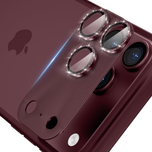 CloudValley Glitter Camera Lens Protector for iPhone 18 Pro Max, Burgundy